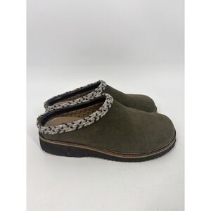 Simple Original Leather Clogs Womens 8 Green Suede Mule Slip On Cottagecore Boho